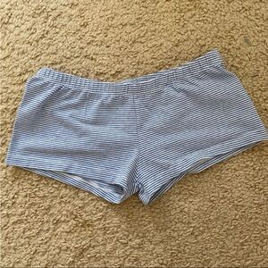 Brandy Melville Blue and White Striped Micro Shorts